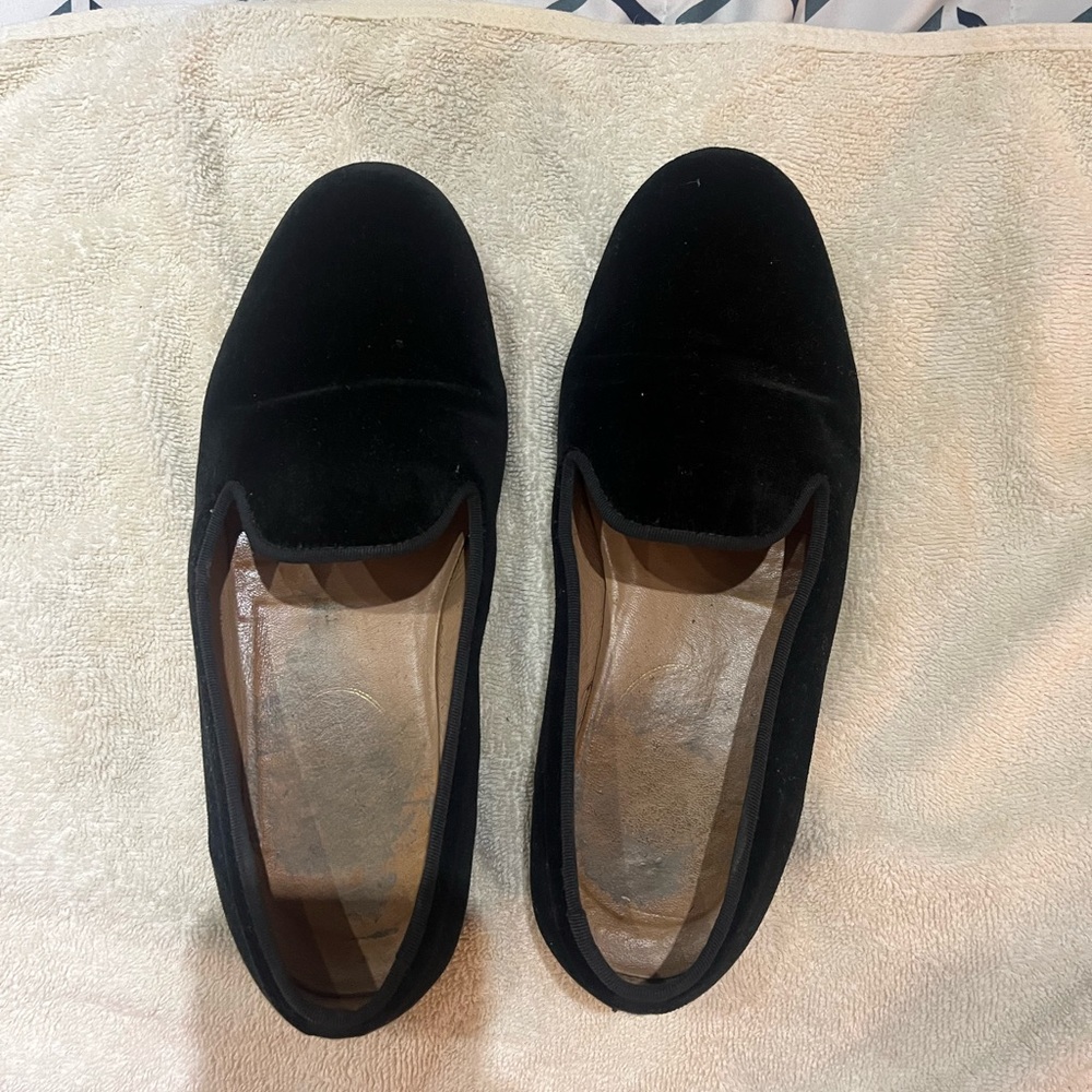 stubbs and wooton black velvet slippers